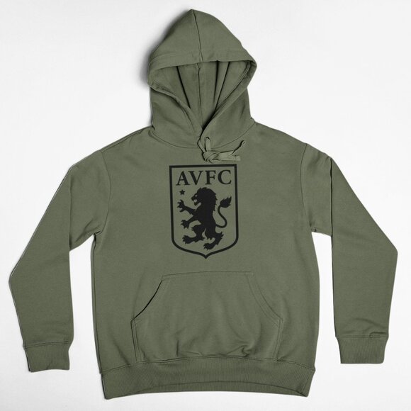 NEW Aston Villa Big Logo Pullover Fleece Hoodie MILITARY ARMY GREEN